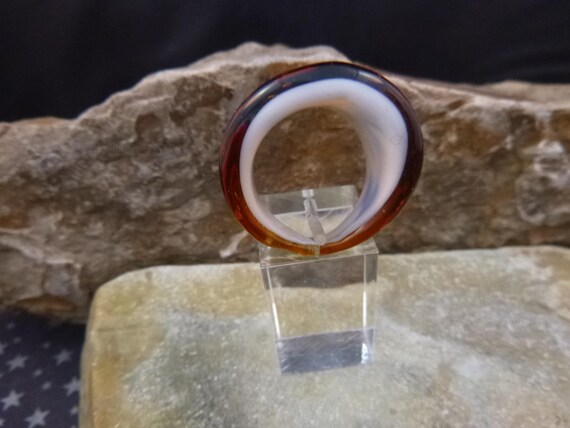 Vintage Tiger Pattern Glass Statement Ring | Size… - image 6