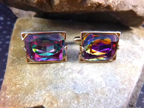 Vintage Psychedelic Rectangular Multi-colored Cuf… - image 12