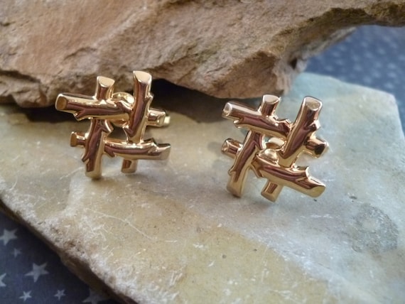 Don't Fence Me In | Hickok Western Rustic Fence Post Style Cuff Links | Vintage Cufflinks circa l960s