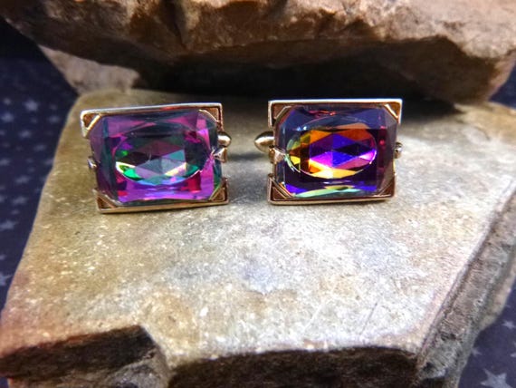 Vintage Psychedelic Rectangular Multi-colored Cuf… - image 10