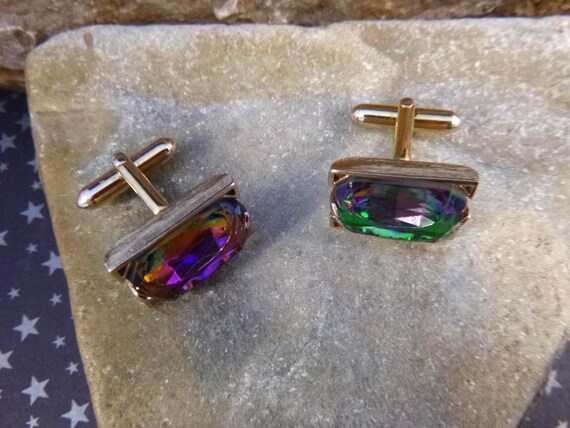 Vintage Psychedelic Rectangular Multi-colored Cuf… - image 9