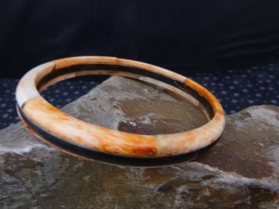 Unique Multi-Colored Narrow Wood Vintage Bangle B… - image 7