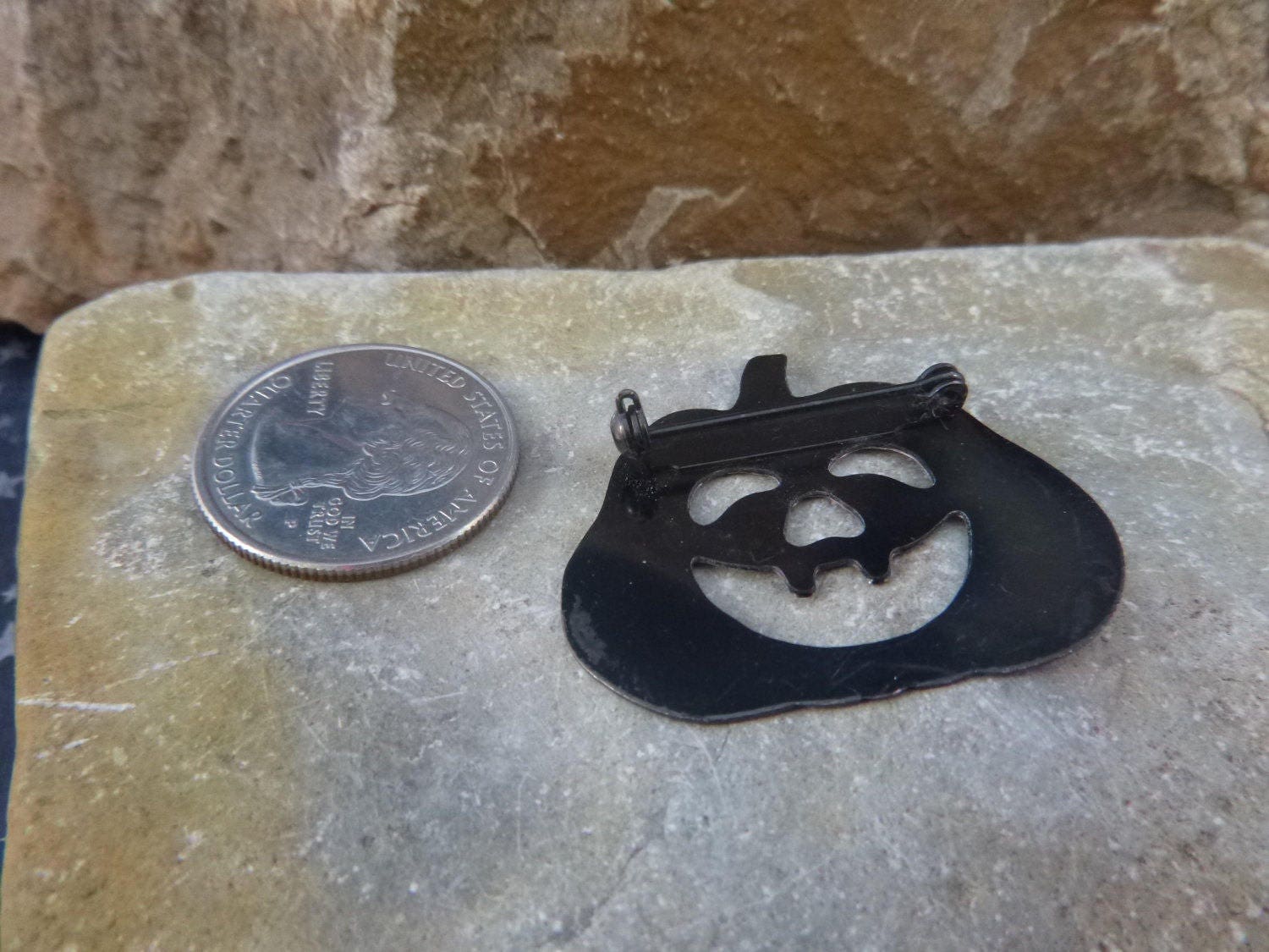 Cute Halloween Pumpkin Pin | Vintage Jack O Lantern Copper Tone Brooch