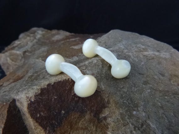 Antique Mother of Pearl Handcrafted Solid Double Sided Victorian Cuff Links | Ball Motif Cufflinks | Book Piece circa l850s