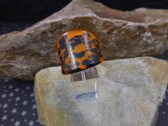 Vintage Tiger Pattern Glass Statement Ring | Size… - image 7