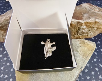 1995 Avon Halloween Little Ghost Vintage Lapel Tac Pin | Rare Find | Book Piece with Original Box