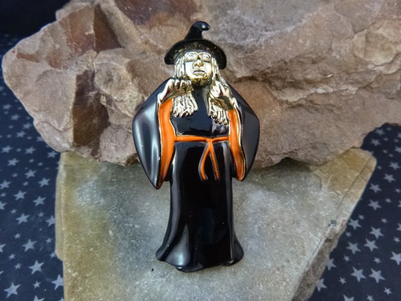 Spooky Halloween Witch Vintage Pin | Large AJC Ti… - image 4