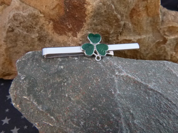 Mizpah Shamrock Vintage Tie Clip | St. Patrick’s Day Irish Tie Clasp