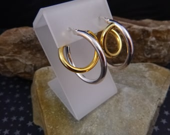 ALX 925 Sterling Silver and Gold Dipped Large Circle Double