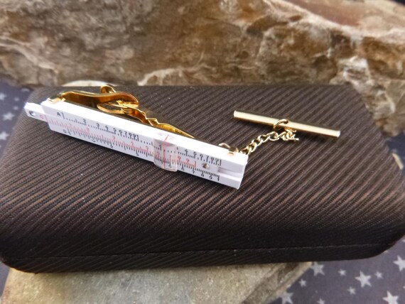 Mid-Century Working Miniature Swank Slide Rule Tie Clasp | Vintage Engineer Techie Tie Clip | Original Box | Never Used