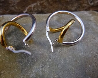 ALX 925 Sterling Silver and Gold Dipped Large Circle Double