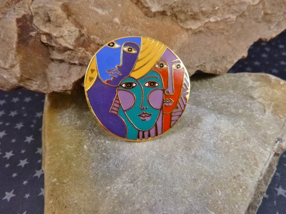 Uncommon Laurel Burch “Woman Spirit” 1993 Cloisonné Enamel Large Vintage Brooch