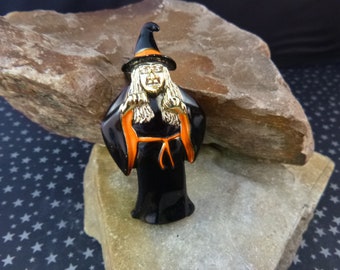 Spooky Halloween Witch Vintage Pin | Large AJC Timeless Halloween Witch Figural Brooch | Book Piece