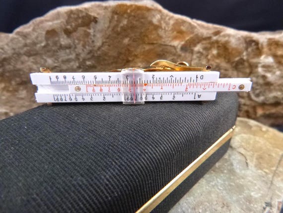 Swank Working Slide Rule Tie Bar Mid Century Vintage Engineer Techie Tie Clasp | Original Box
