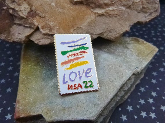 Love. 1984 LOVE USA 22 Cent Postage Stamp Pin | Message Pin