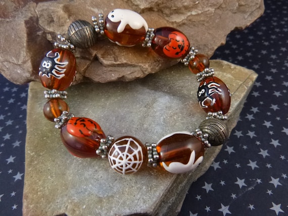 Halloween Vintage Bracelet | Ghosts Spiders Pumpkins and More | Cute Spooky Fun