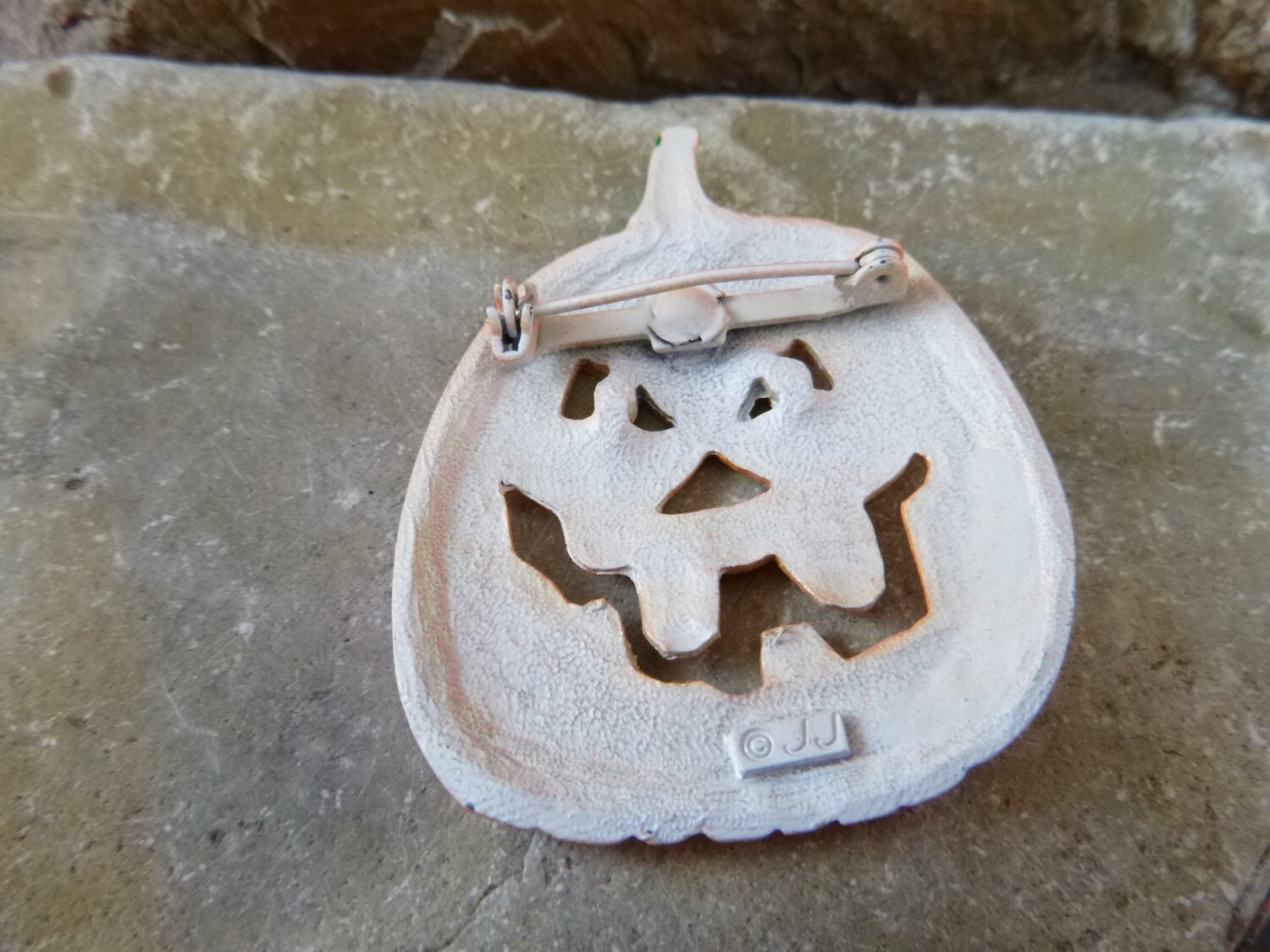 Halloween Carved Pumpkin Vintage Pin |Green Eyed Spooky Looking Jack O ...