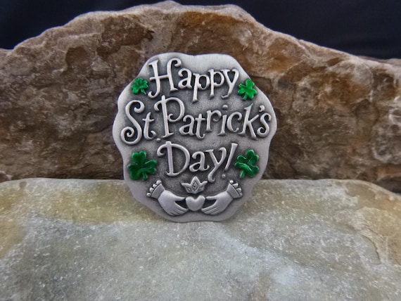 Happy St. Patrick’s Day Vintage Brooch | JJ Signed | Irish Themed Vintage Pewter Pin with Shamrocks | Timeless Classic