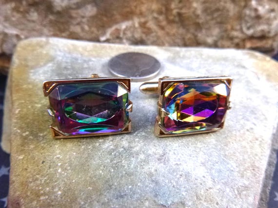 Vintage Psychedelic Rectangular Multi-colored Cuf… - image 3