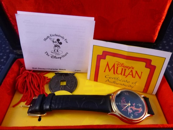 Vintage Limited Edition 1998 Disney Mulan Watch Collectible | Mushu | Original Black Lacquer Box
