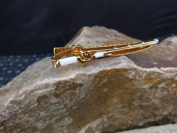 Fly Fishing Rod and Reel Vintage Tie Clasp Fish Lover Tie Clip 