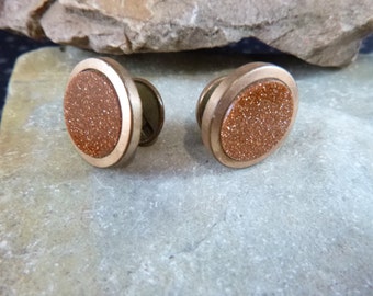 1880s Antique Goldstone Cuff Links / Cufflinks Book Piece