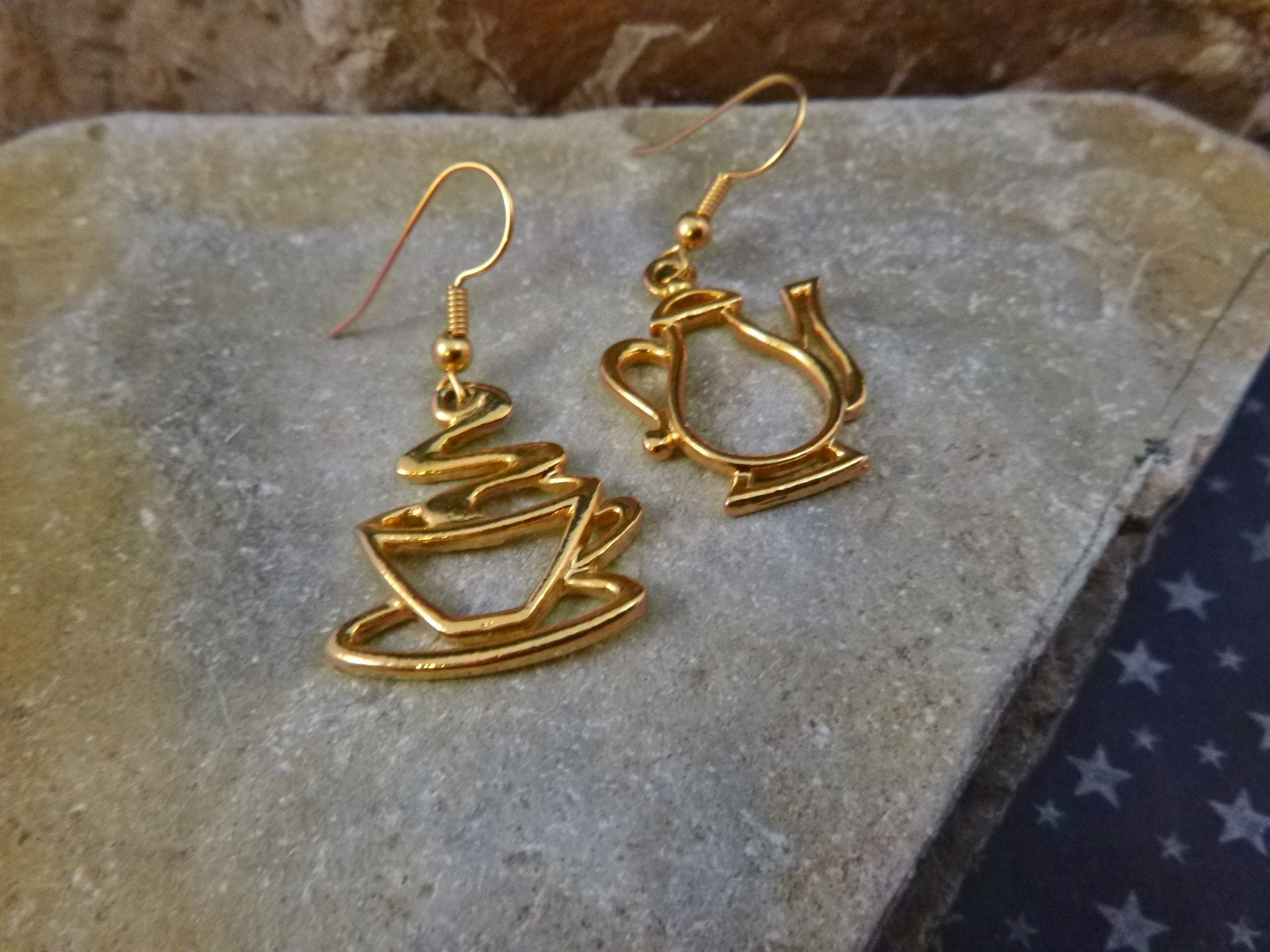 Love Coffee? Coffee Themed Vintage Earrings Whimsical Coffee Cup and