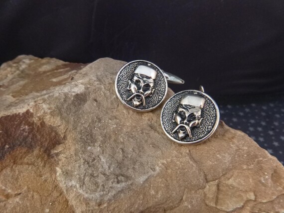 1940s Asian Warrior Large Repousse Cuff links