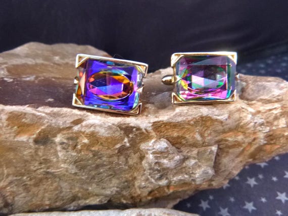 Vintage Psychedelic Rectangular Multi-colored Cuf… - image 5