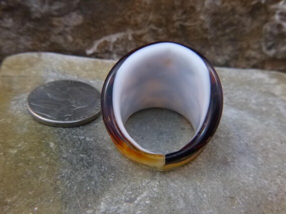 Vintage Tiger Pattern Glass Statement Ring | Size… - image 9