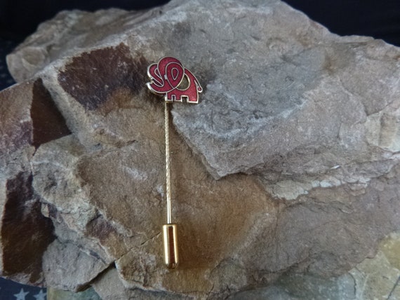 Republican Elephant Vintage Stick Pin | Red Ename… - image 6