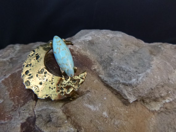 Modernist Mid Century Zentall Brooch | Abstract Vintage Zentall Stone Brooch