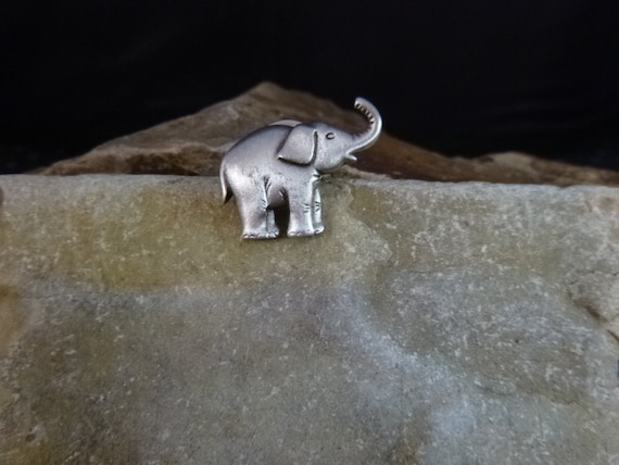 Republican Elephant with Trunk Up for Good Luck | Small Vintage Lapel or Hat Pin | GOP Political Republican Party Symbol | JJ Signed