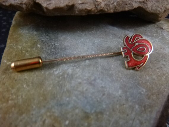 Republican Elephant Vintage Stick Pin | Red Ename… - image 2