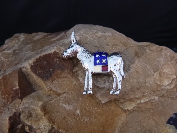 Democrat Vintage Donkey Figural Patriotic Pin | Red White and Blue | New Old Stock | Democratic Party Affiliation Vintage Pin