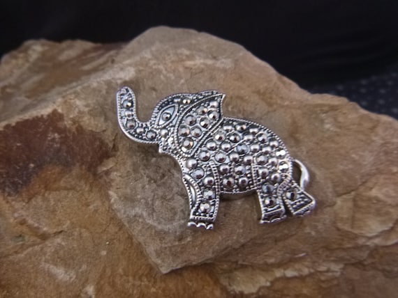 Republican Elephant Vintage Marcasite Pin | Trunk Up for Good Luck | Party Affiliation Political Pin