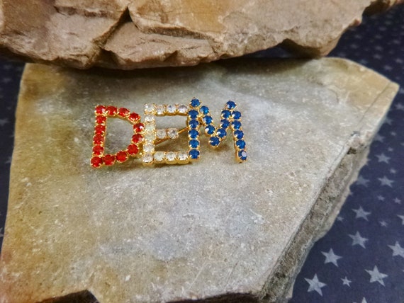 DEM Vintage Democratic New Old Stock Pin | Swarov… - image 8
