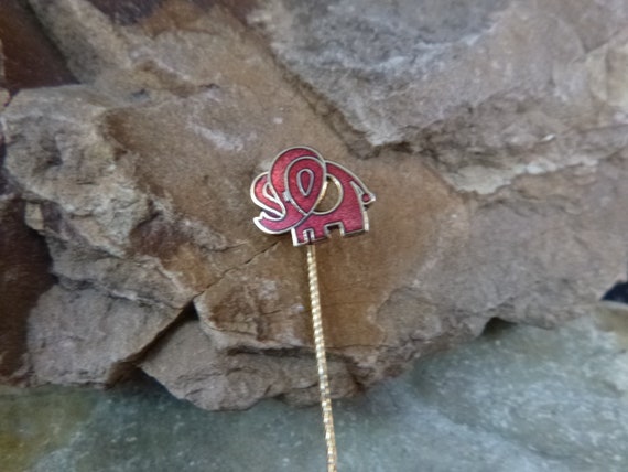 Republican Elephant Vintage Stick Pin | Red Ename… - image 4