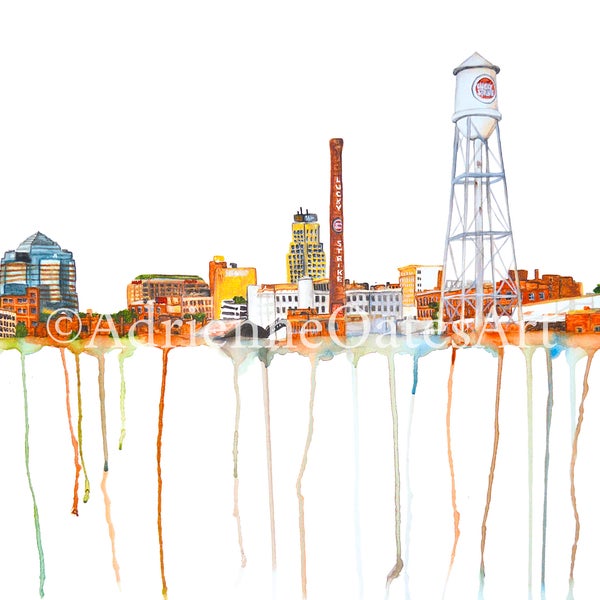 Durham Skyline 12x18 * North Carolina art