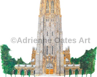 Duke Chapel * Duke University * North Carolina watercolor art
