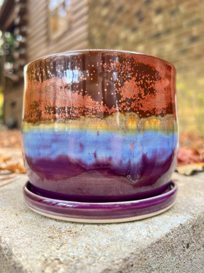 PREORDER Purple copper planter with drainage hole image 2