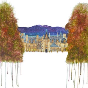 The Biltmore Estate Print * Blue Ridge Parkway * North Carolina watercolor art * Asheville