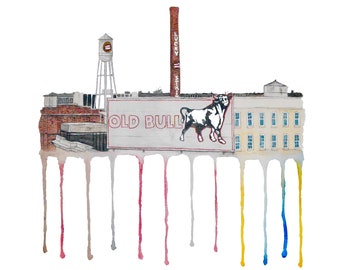 Old bull American tobacco durham skyline print