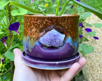 PRE ORDER 4 inch amethyst copper planter