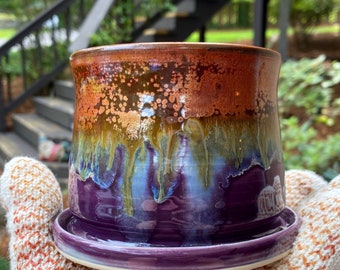 PREORDER* Purple copper planter with drainage hole