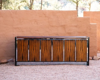 Vintage 1970s Macassar Ebony Chrome Credenza by Milo Baughman for John Stuart Mid Century
