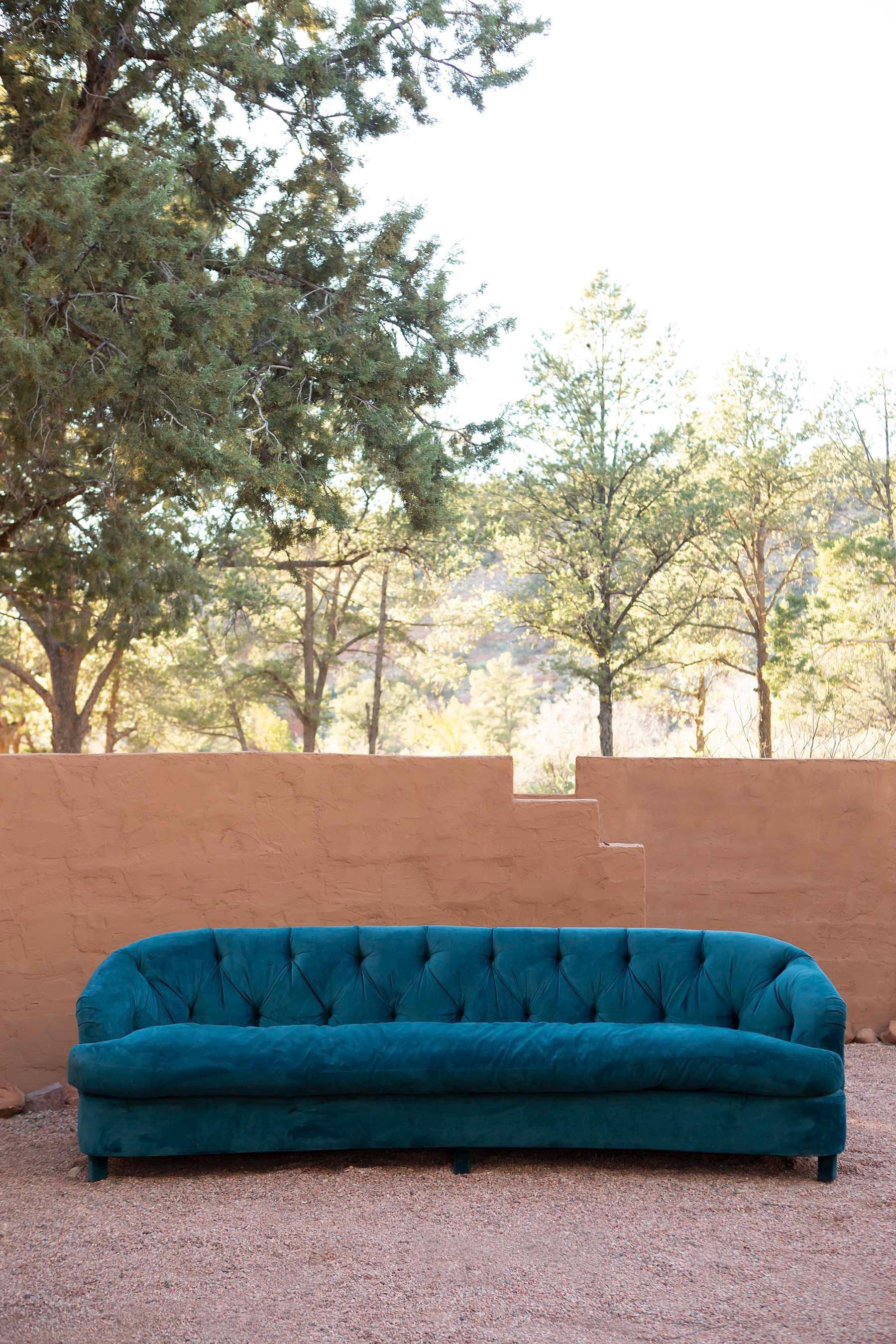 MCM Vintage Teal Turquoise Velvet Tufted Sofa Couch - Etsy
