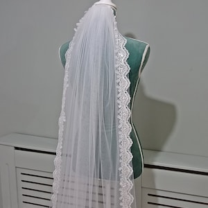 Celtic Clover Full Lace Veil,  Four Leaf Clover Shamrock Lace Wedding veil, Lace Bridal Veil with Irish Wildflowers, Handmade in Ireland