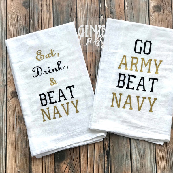 Eat, Drink, & Beat Navy Kitchen Towel, United States Military Academy, Army Cadet, USMA, Army Football