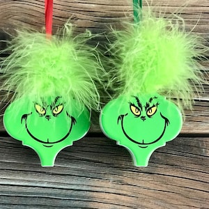 Grinch Christmas Ornament, Grinch Face Christmas Ornament, Ceramic Christmas Ornament, How the Grinch Stole Christmas Decor, Grinch Decor